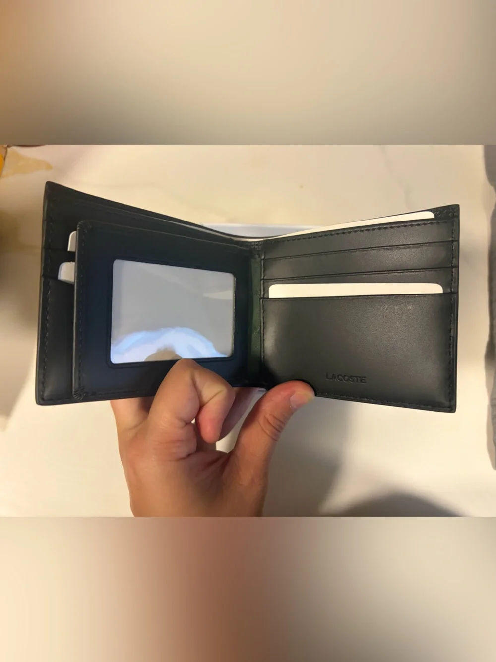 Lacoste Men's Black Textured Bi-Fold Wallet